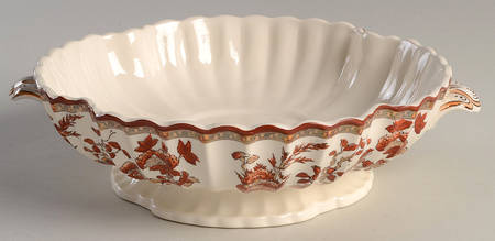 Indian Tree (Orange Rust, Scallop, Red Trim) Round Vegetable No Lid