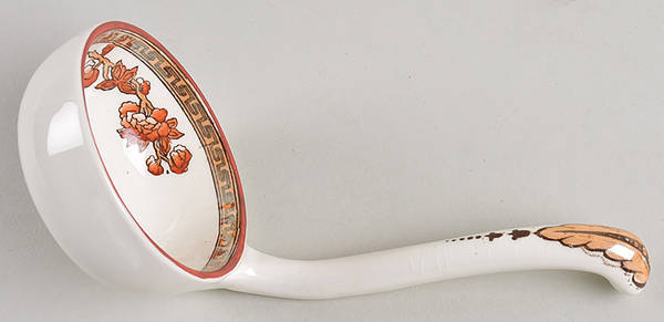 Indian Tree (Orange Rust, Scallop, Red Trim) Solid Piece Sauce Ladle