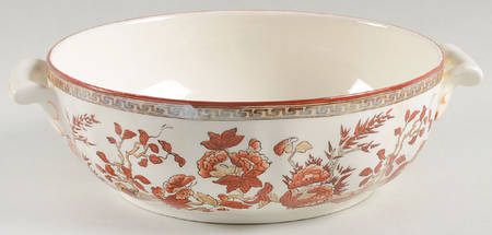 Indian Tree (Orange Rust, Scallop, Red Trim) Small Round Vegetable No Lid