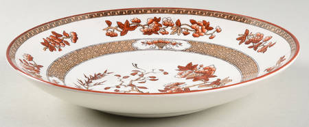 Indian Tree (Orange Rust, Scallop, Red Trim) Coupe Soup Bowl