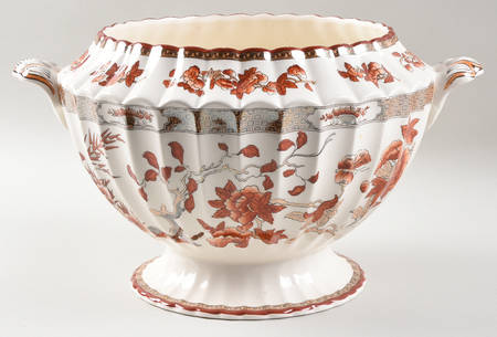 Indian Tree (Orange Rust, Scallop, Red Trim) Tureen No Lid