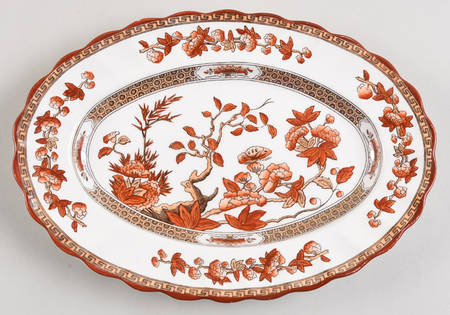 Indian Tree (Orange Rust, Scallop, Red Trim) Relish/Gravy Underplate