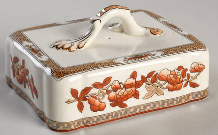 Indian Tree (Orange Rust, Scallop, Red Trim) Rectangular Cheese Dish with Lid, Lid Only