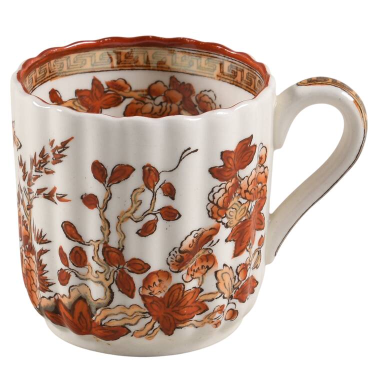 Indian Tree (Orange Rust, Scallop, Red Trim) Flat Demitasse Cup