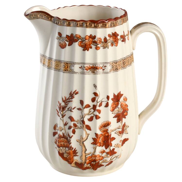 Indian Tree (Orange Rust, Scallop, Red Trim) 20 Oz Pitcher