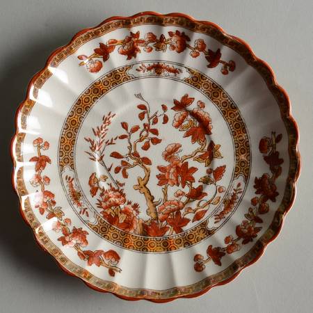 Indian Tree (Orange Rust, Scallop, Red Trim) Saucer for Bouillon Cup