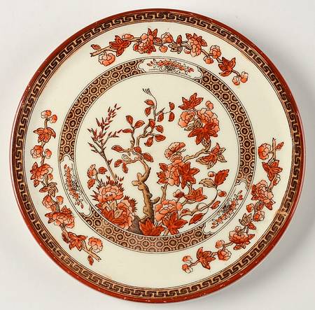 Indian Tree (Orange Rust, Scallop, Red Trim) Tea Tile