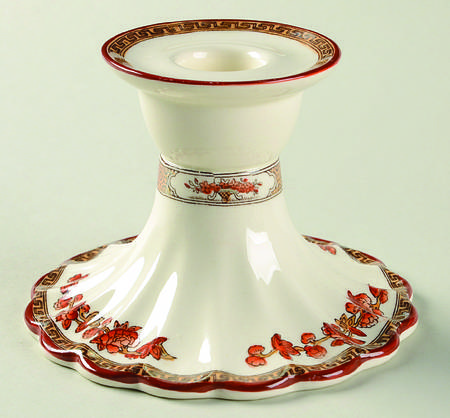 Indian Tree (Orange Rust, Scallop, Red Trim) 3" Candlestick