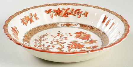 Indian Tree (Orange Rust, Scallop, Red Trim) Coupe Soup Bowl