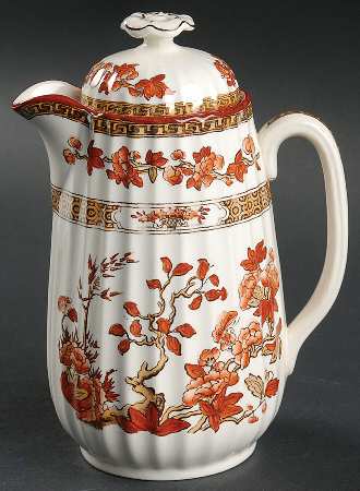 Indian Tree (Orange Rust, Scallop, Red Trim) Large Syrup with Lid