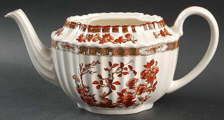 Indian Tree (Orange Rust, Scallop, Red Trim) Teapot No Lid