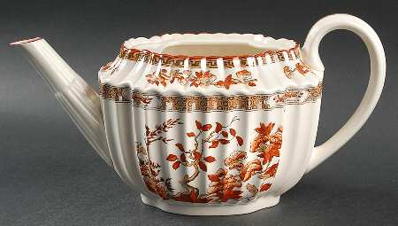 Indian Tree (Orange Rust, Scallop, Red Trim) Teapot No Lid