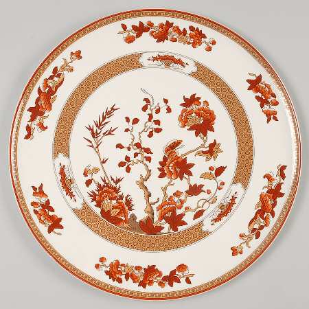 Indian Tree (Orange Rust, Scallop, Red Trim) Cake Plate