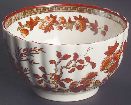 Indian Tree (Orange Rust, Scallop, Red Trim) Mini Open Sugar Bowl