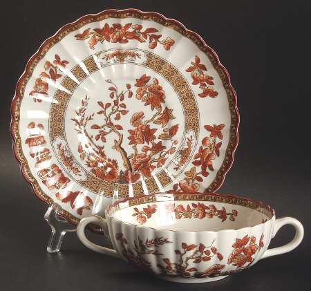 Indian Tree (Orange Rust, Scallop, Red Trim) Saucer for Flat Cream Soup Bowl