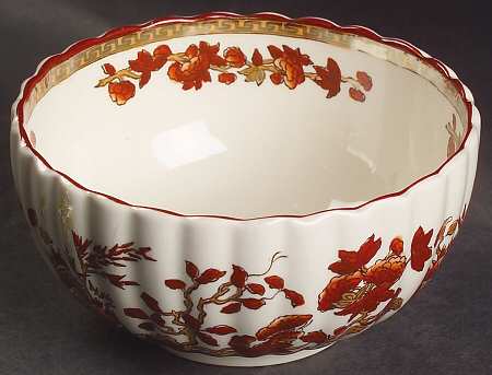 Indian Tree (Orange Rust, Scallop, Red Trim) Cranberry Bowl