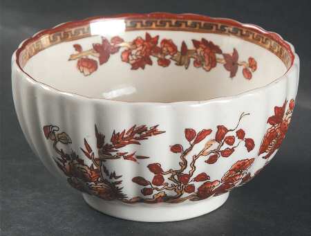 Indian Tree (Orange Rust, Scallop, Red Trim) Open Rice/Sugar Bowl
