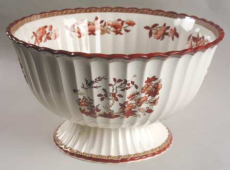 Indian Tree (Orange Rust, Scallop, Red Trim) Large Fruit Bowl
