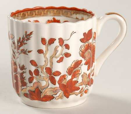 Indian Tree (Orange Rust, Scallop, Red Trim) Flat Demitasse Cup