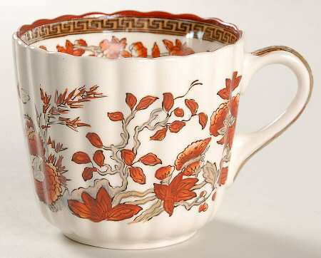 Indian Tree (Orange Rust, Scallop, Red Trim) Flat Cup