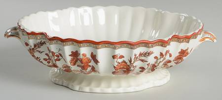 Indian Tree (Orange Rust, Scallop, Red Trim) Round Vegetable No Lid
