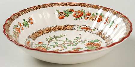 Indian Tree (Orange Rust, Green, Scallop, Red Trim) Coupe Cereal Bowl