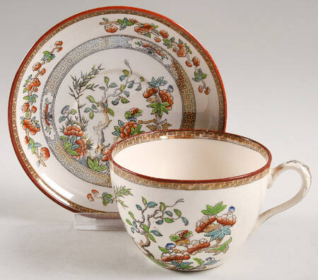 Indian Tree (Turquoise, Green, Rust, Smooth) Flat Cup & Saucer Set