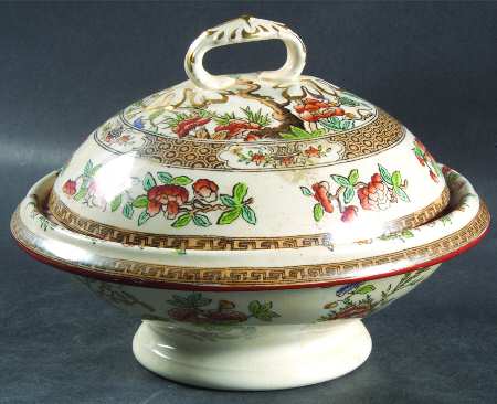 Indian Tree (Turquoise, Green, Rust, Smooth) Round Covered Butter with Strainer