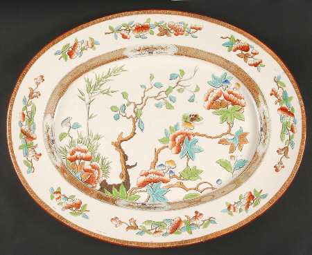 Indian Tree (Turquoise, Green, Rust, Smooth) 19" Oval Serving Platter
