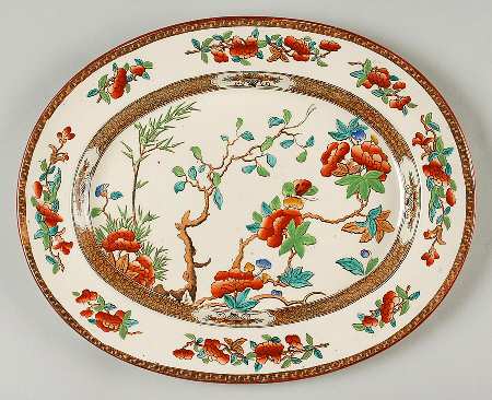 Indian Tree (Turquoise, Green, Rust, Smooth) 13" Oval Serving Platter
