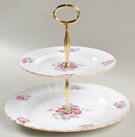 Iris 6 5/8"-10"  2 Tiered Serving Tray (Dp, Sp) HC