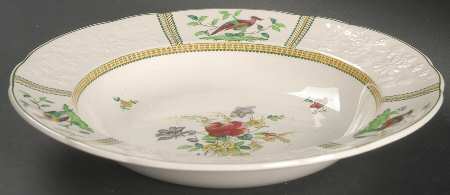 June (Green & Yellow, Embossed) Rim Soup Bowl