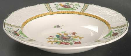 June (Green & Yellow, Embossed) Rim Soup Bowl