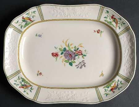 June (Green & Yellow, Embossed) 12" Oval Serving Platter