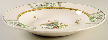 June (Green & Yellow, Embossed) Large Rim Soup Bowl