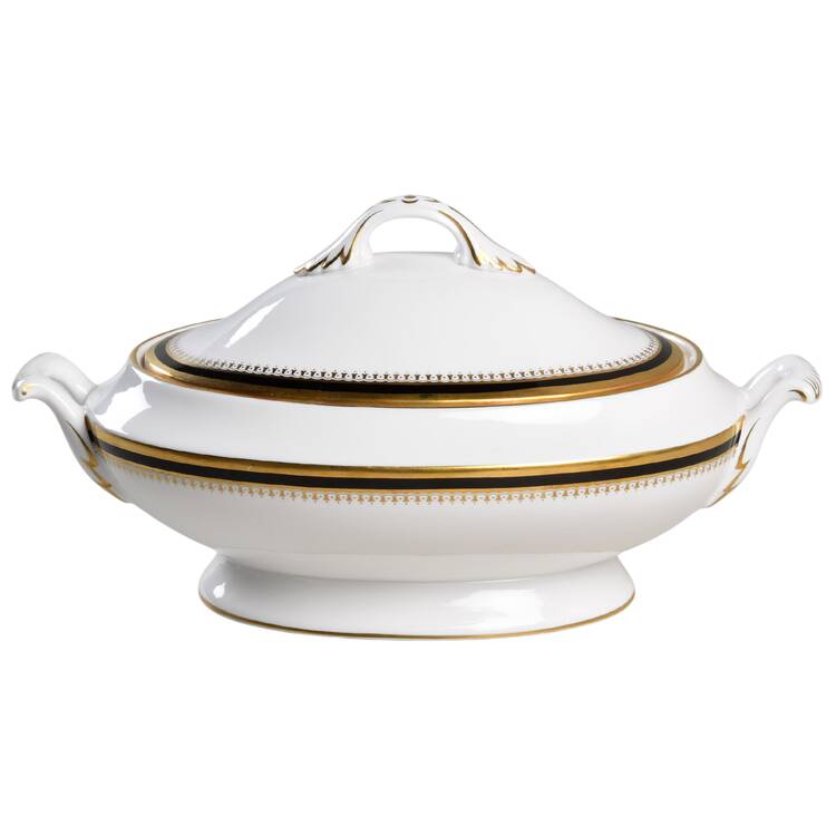 Knightsbridge Black Oval Covered Vegetable