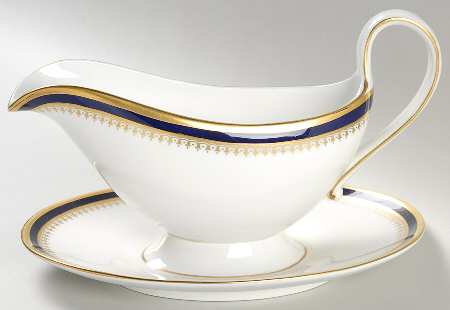 Knightsbridge Cobalt Blue Gravy Boat with Attached Underplate