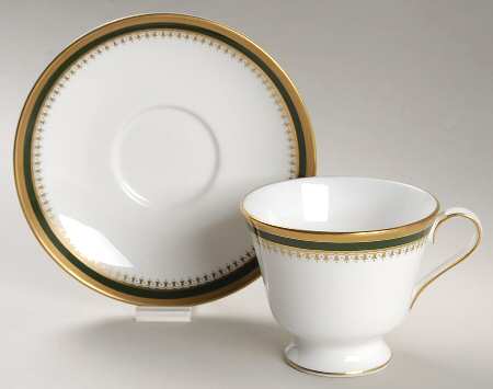 Knightsbridge Leather Green Footed Cup & Saucer Set