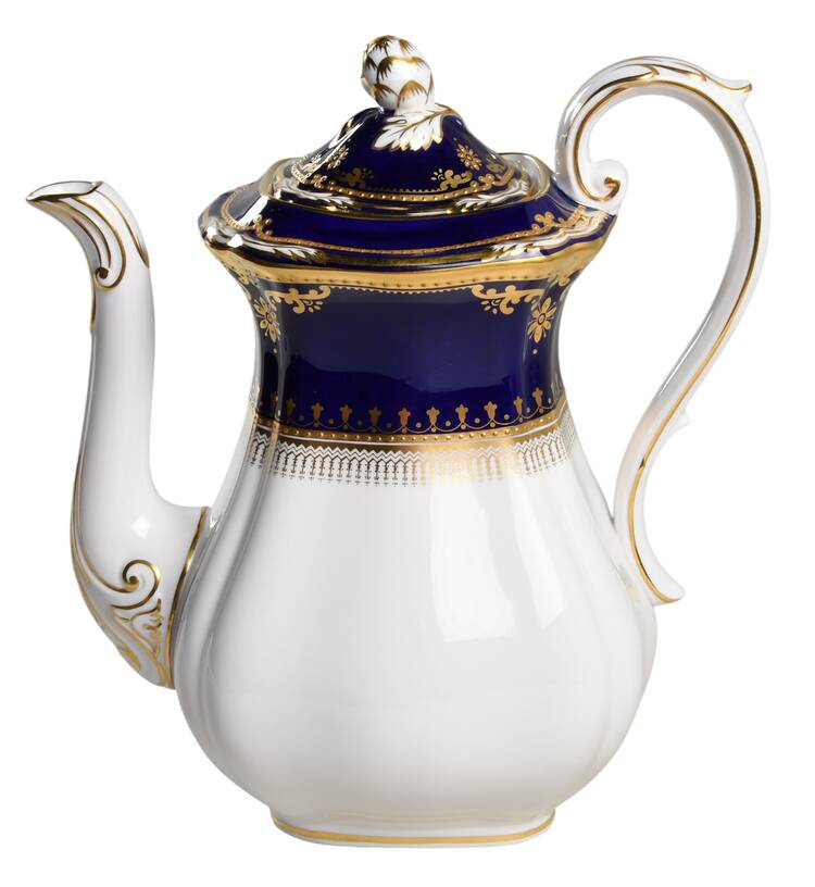 Lancaster Cobalt (White Body) Coffee Pot & Lid