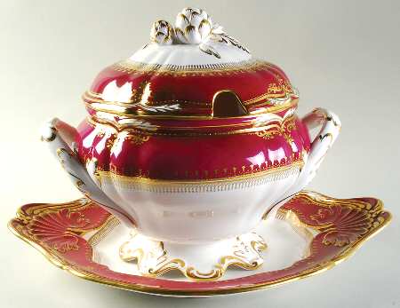 Lancaster Crimson Tureen & Lid w/Underplate