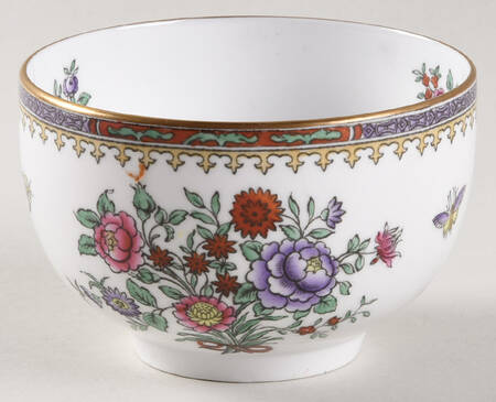 Lowestoft Flowers (Bone) Open Sugar Bowl