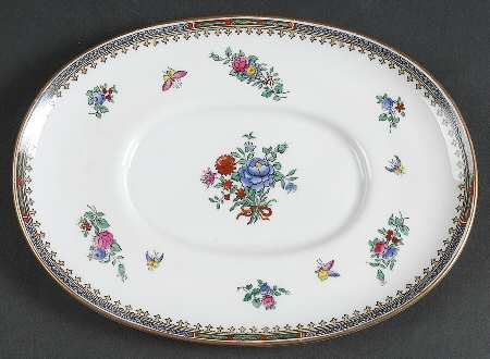 Lowestoft Flowers (Bone) Underplate for Sauce Boat