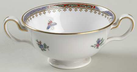 Lowestoft Flowers (Bone) Flat Bouillon Cup