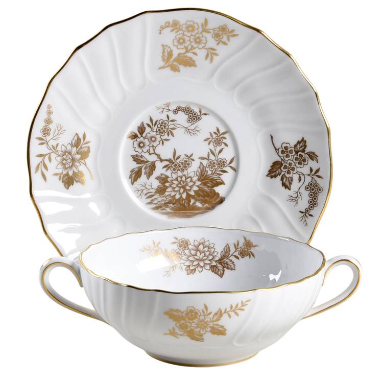 Louvain Flat Cream Soup Bowl & Saucer Set