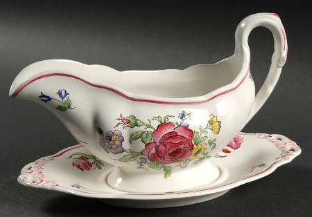 Luneville Gravy Boat with Attached Underplate