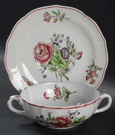 Luneville Flat Cream Soup Bowl & Saucer Set