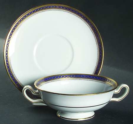 Majestic Footed Cream Soup Bowl & Saucer Set by Spode