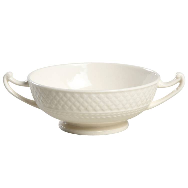 Mansard (Off White, Earthenware) Footed Cream Soup Bowl