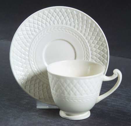 Mansard (Off White, Earthenware) Footed Demitasse Cup & Saucer Set