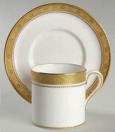 Mandarin Gold Flat Demitasse Cup & Saucer Set